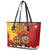 Spain Christmas Leather Tote Bag with Tio de Nadal Log Snowflakes Spanish Flag and Holiday Wreath - Wonder Print Shop