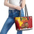 Spain Christmas Leather Tote Bag with Tio de Nadal Log Snowflakes Spanish Flag and Holiday Wreath - Wonder Print Shop