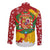 Spain Christmas Long Sleeve Button Shirt with Tio de Nadal Log Snowflakes Spanish Flag and Holiday Wreath - Wonder Print Shop