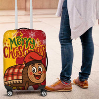 Spain Christmas Luggage Cover with Tio de Nadal Log Snowflakes Spanish Flag and Holiday Wreath - Wonder Print Shop
