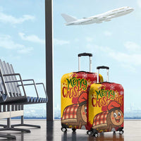 Spain Christmas Luggage Cover with Tio de Nadal Log Snowflakes Spanish Flag and Holiday Wreath - Wonder Print Shop