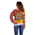 Spain Christmas Off Shoulder Sweater with Tio de Nadal Log Snowflakes Spanish Flag and Holiday Wreath - Wonder Print Shop