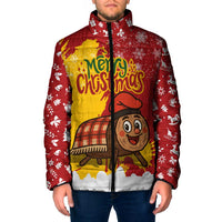 Spain Christmas Padded Jacket with Tio de Nadal Log Snowflakes Spanish Flag and Holiday Wreath - Wonder Print Shop