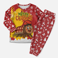 Spain Christmas Pajama Set with Tio de Nadal Log Snowflakes Spanish Flag and Holiday Wreath - Wonder Print Shop