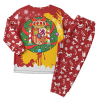 Spain Christmas Pajama Set with Tio de Nadal Log Snowflakes Spanish Flag and Holiday Wreath - Wonder Print Shop
