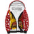 Spain Christmas Sherpa Hoodie with Tio de Nadal Log Snowflakes Spanish Flag and Holiday Wreath - Wonder Print Shop
