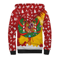 Spain Christmas Sherpa Hoodie with Tio de Nadal Log Snowflakes Spanish Flag and Holiday Wreath - Wonder Print Shop