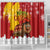 Spain Christmas Shower Curtain with Tio de Nadal Log Snowflakes Spanish Flag and Holiday Wreath - Wonder Print Shop