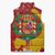 Spain Christmas Sleeveless Puffer Jacket with Tio de Nadal Log Snowflakes Spanish Flag and Holiday Wreath - Wonder Print Shop
