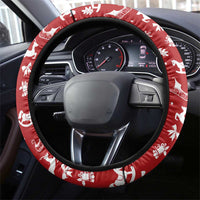 Spain Christmas Steering Wheel Cover with Tio de Nadal Log Snowflakes Spanish Flag and Holiday Wreath - Wonder Print Shop