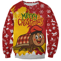 Spain Christmas Sweatshirt with Tio de Nadal Log Snowflakes Spanish Flag and Holiday Wreath - Wonder Print Shop