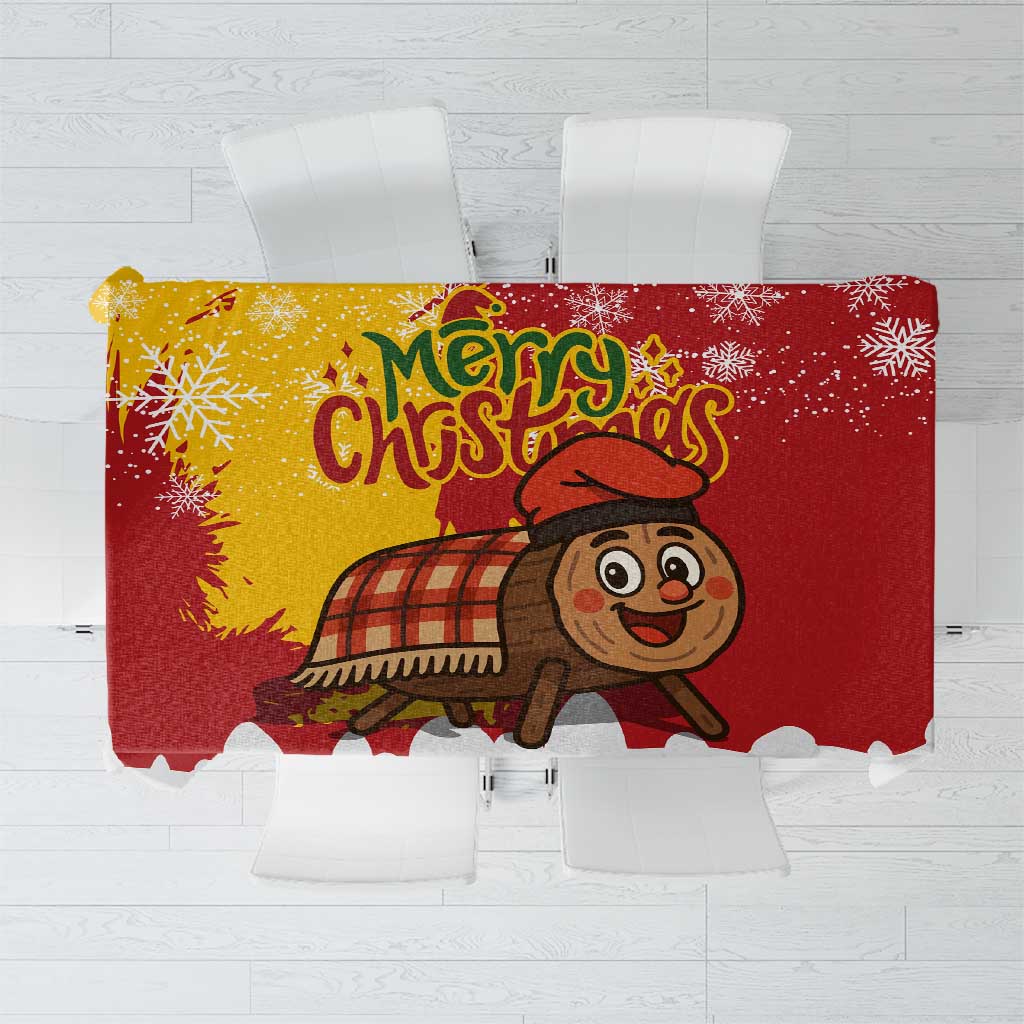 Spain Christmas Tablecloth with Tio de Nadal Log Snowflakes Spanish Flag and Holiday Wreath - Wonder Print Shop