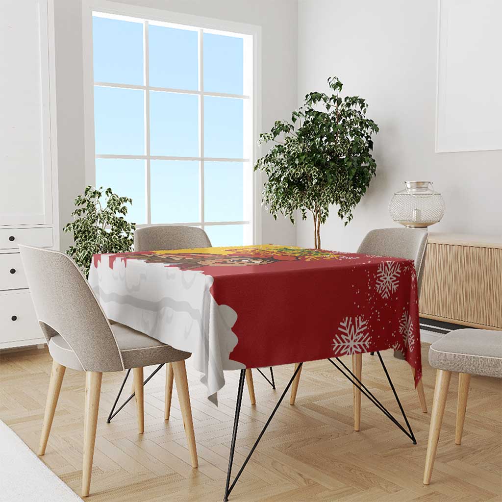 Spain Christmas Tablecloth with Tio de Nadal Log Snowflakes Spanish Flag and Holiday Wreath - Wonder Print Shop