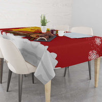 Spain Christmas Tablecloth with Tio de Nadal Log Snowflakes Spanish Flag and Holiday Wreath - Wonder Print Shop