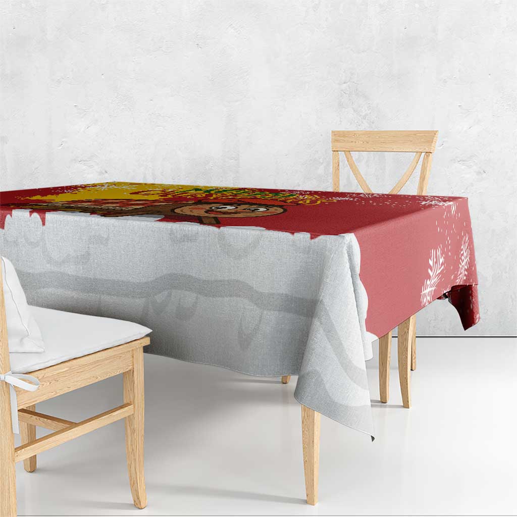 Spain Christmas Tablecloth with Tio de Nadal Log Snowflakes Spanish Flag and Holiday Wreath - Wonder Print Shop