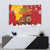 Spain Christmas Tapestry with Tio de Nadal Log Snowflakes Spanish Flag and Holiday Wreath - Wonder Print Shop