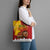 Spain Christmas Tote Bag with Tio de Nadal Log Snowflakes Spanish Flag and Holiday Wreath - Wonder Print Shop