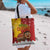 Spain Christmas Tote Bag with Tio de Nadal Log Snowflakes Spanish Flag and Holiday Wreath - Wonder Print Shop