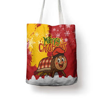 Spain Christmas Tote Bag with Tio de Nadal Log Snowflakes Spanish Flag and Holiday Wreath - Wonder Print Shop