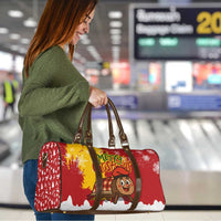 Spain Christmas Travel Bag with Tio de Nadal Log Snowflakes Spanish Flag and Holiday Wreath - Wonder Print Shop