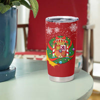 Spain Christmas Tumbler Cup with Tio de Nadal Log Snowflakes Spanish Flag and Holiday Wreath - Wonder Print Shop