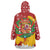 Spain Christmas Wearable Blanket Hoodie with Tio de Nadal Log Snowflakes Spanish Flag and Holiday Wreath - Wonder Print Shop