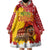 Spain Christmas Wearable Blanket Hoodie with Tio de Nadal Log Snowflakes Spanish Flag and Holiday Wreath - Wonder Print Shop