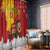 Spain Christmas Window Curtain with Tio de Nadal Log Snowflakes Spanish Flag and Holiday Wreath - Wonder Print Shop
