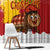 Spain Christmas Window Curtain with Tio de Nadal Log Snowflakes Spanish Flag and Holiday Wreath - Wonder Print Shop
