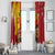 Spain Christmas Window Curtain with Tio de Nadal Log Snowflakes Spanish Flag and Holiday Wreath - Wonder Print Shop
