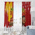Spain Christmas Window Curtain with Tio de Nadal Log Snowflakes Spanish Flag and Holiday Wreath - Wonder Print Shop