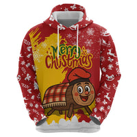 Spain Christmas Zip Hoodie with Tio de Nadal Log Snowflakes Spanish Flag and Holiday Wreath - Wonder Print Shop