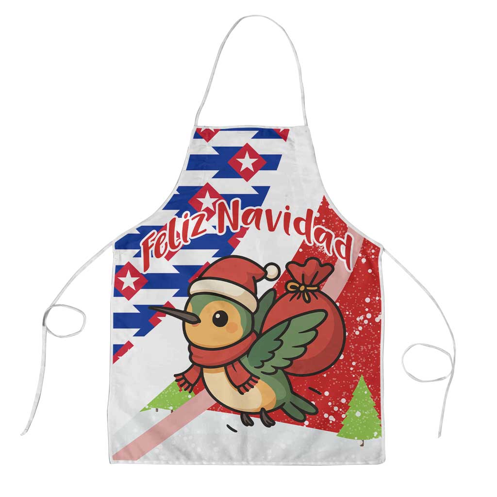 Cuba Christmas Apron with Santa Hummingbird Cuban Flag Feliz Navidad and Snowflake - Wonder Print Shop