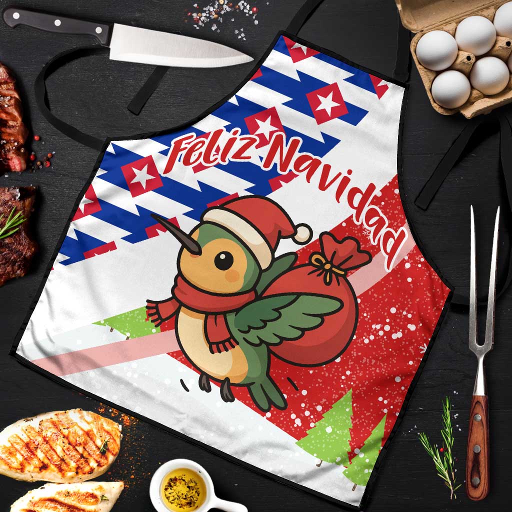 Cuba Christmas Apron with Santa Hummingbird Cuban Flag Feliz Navidad and Snowflake - Wonder Print Shop