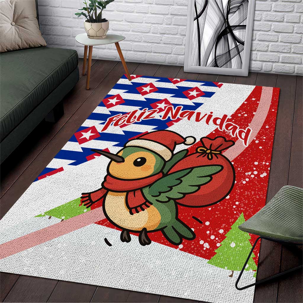Cuba Christmas Area Rug with Santa Hummingbird Cuban Flag Feliz Navidad and Snowflake - Wonder Print Shop