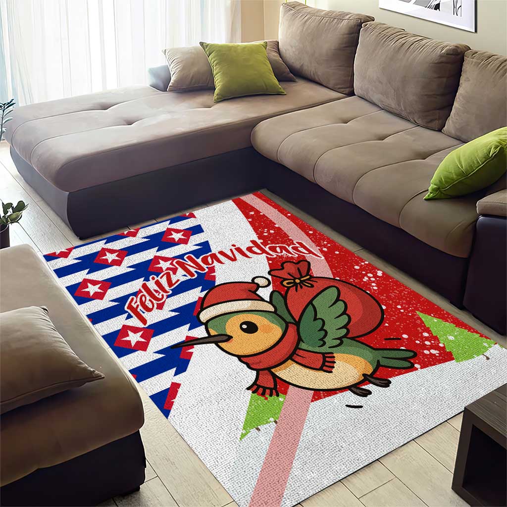 Cuba Christmas Area Rug with Santa Hummingbird Cuban Flag Feliz Navidad and Snowflake - Wonder Print Shop