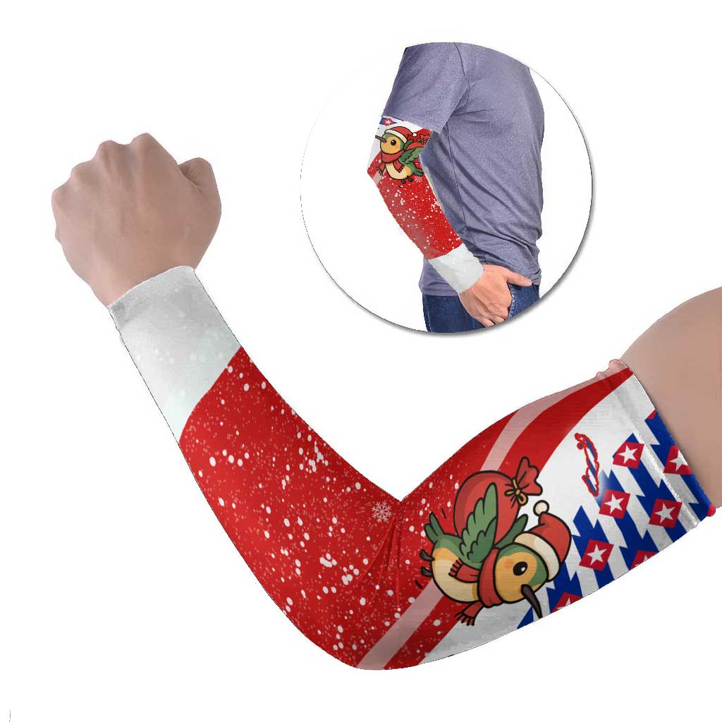 Cuba Christmas Arm Sleeves with Santa Hummingbird Cuban Flag Feliz Navidad and Snowflake - Wonder Print Shop