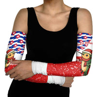 Cuba Christmas Arm Sleeves with Santa Hummingbird Cuban Flag Feliz Navidad and Snowflake - Wonder Print Shop