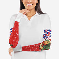 Cuba Christmas Arm Sleeves with Santa Hummingbird Cuban Flag Feliz Navidad and Snowflake - Wonder Print Shop