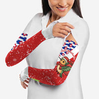 Cuba Christmas Arm Sleeves with Santa Hummingbird Cuban Flag Feliz Navidad and Snowflake - Wonder Print Shop