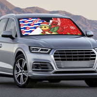 Cuba Christmas Auto Sun Shade with Santa Hummingbird Cuban Flag Feliz Navidad and Snowflake - Wonder Print Shop