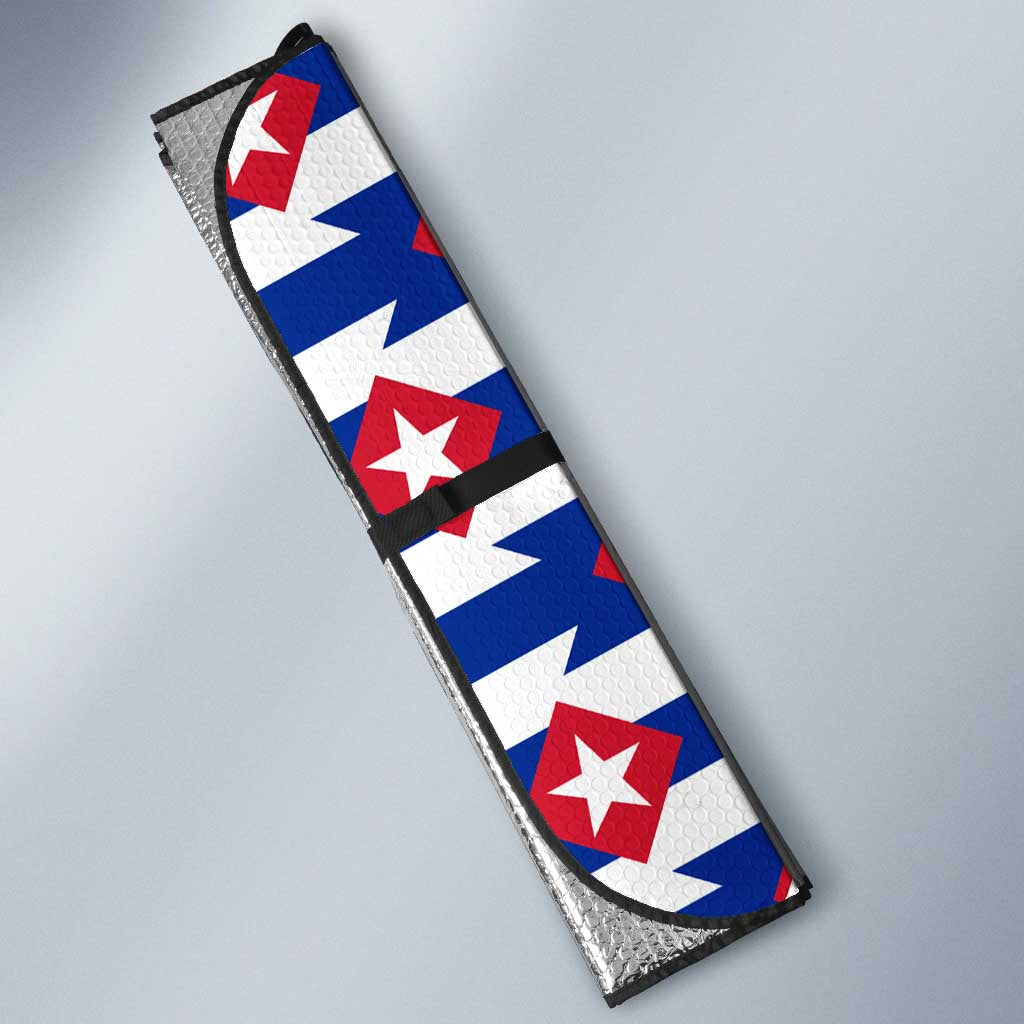 Cuba Christmas Auto Sun Shade with Santa Hummingbird Cuban Flag Feliz Navidad and Snowflake - Wonder Print Shop