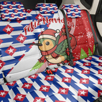 Cuba Christmas Back Car Seat Cover with Santa Hummingbird Cuban Flag Feliz Navidad and Snowflake - Wonder Print Shop