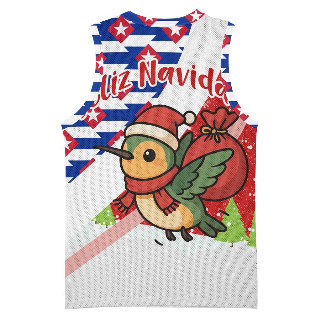 Cuba Christmas Basketball Jersey with Santa Hummingbird Cuban Flag Feliz Navidad and Snowflake - Wonder Print Shop