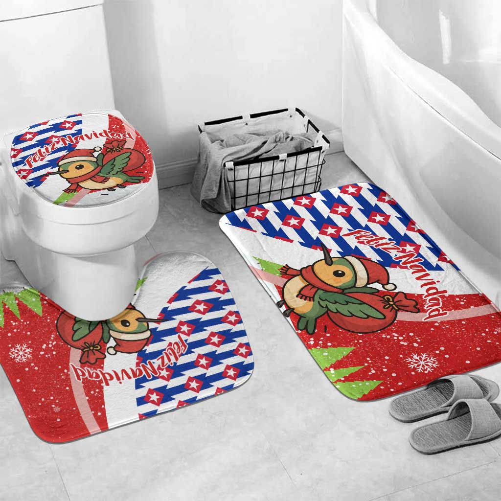 Cuba Christmas Bathroom Set with Santa Hummingbird Cuban Flag Feliz Navidad and Snowflake - Wonder Print Shop