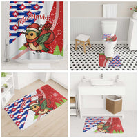 Cuba Christmas Bathroom Set with Santa Hummingbird Cuban Flag Feliz Navidad and Snowflake - Wonder Print Shop
