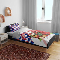 Cuba Christmas Bedding Set with Santa Hummingbird Cuban Flag Feliz Navidad and Snowflake - Wonder Print Shop