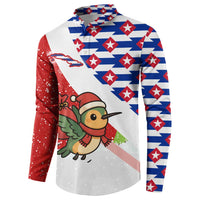 Cuba Christmas Button Sweatshirt with Santa Hummingbird Cuban Flag Feliz Navidad and Snowflake - Wonder Print Shop