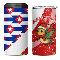 Cuba Christmas 4 in 1 Can Cooler Tumbler with Santa Hummingbird Cuban Flag Feliz Navidad and Snowflake - Wonder Print Shop