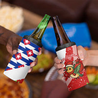 Cuba Christmas 4 in 1 Can Cooler Tumbler with Santa Hummingbird Cuban Flag Feliz Navidad and Snowflake - Wonder Print Shop